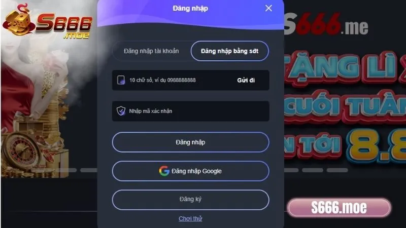 Đăng nhập S666 -> Cá cược