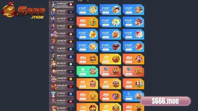 Top nhà cung cấp game Nổ hũ hàng đầu tại S666
